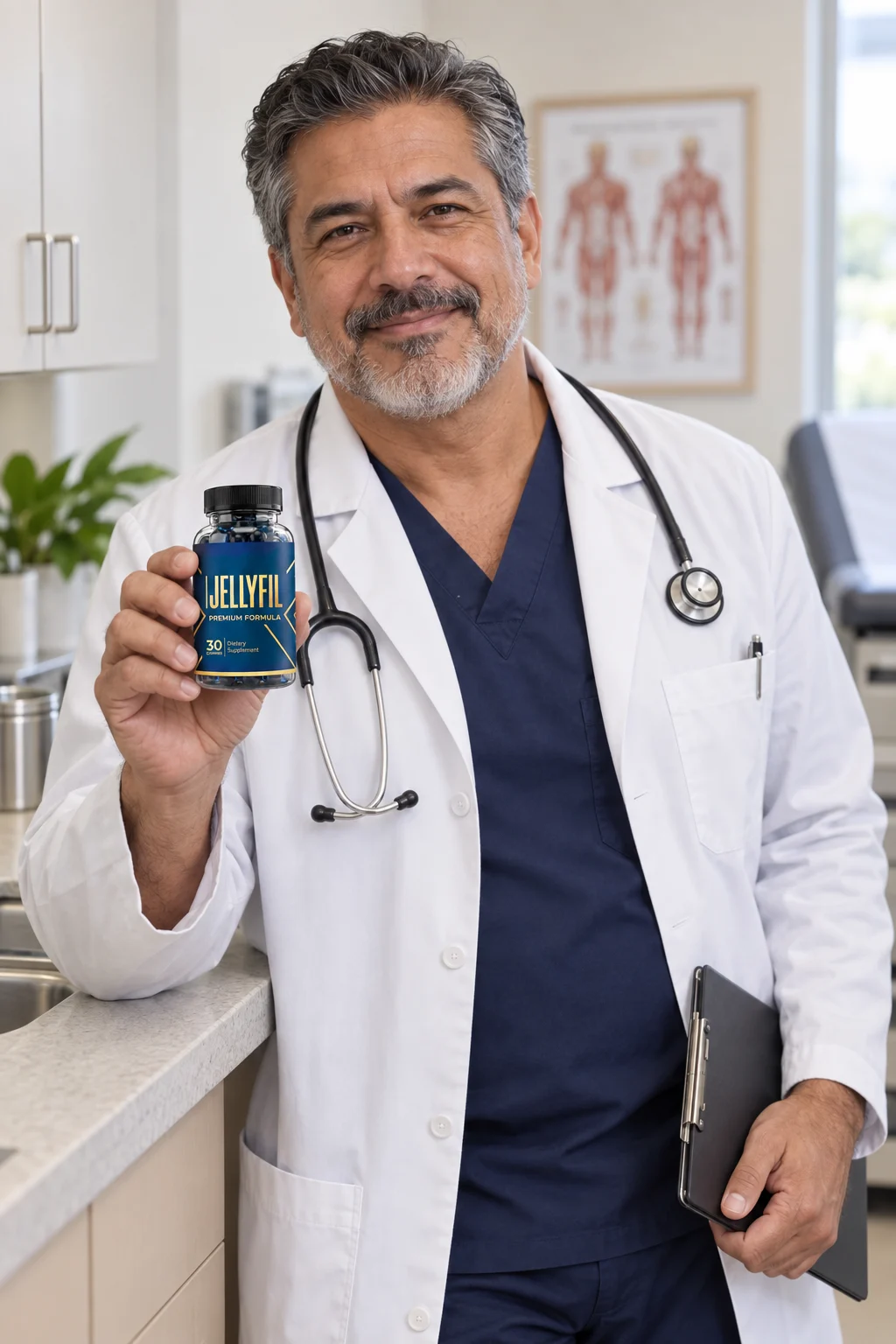 Dr. Marcus Whitfield, MD reviewing JellyFil's ingredient panel